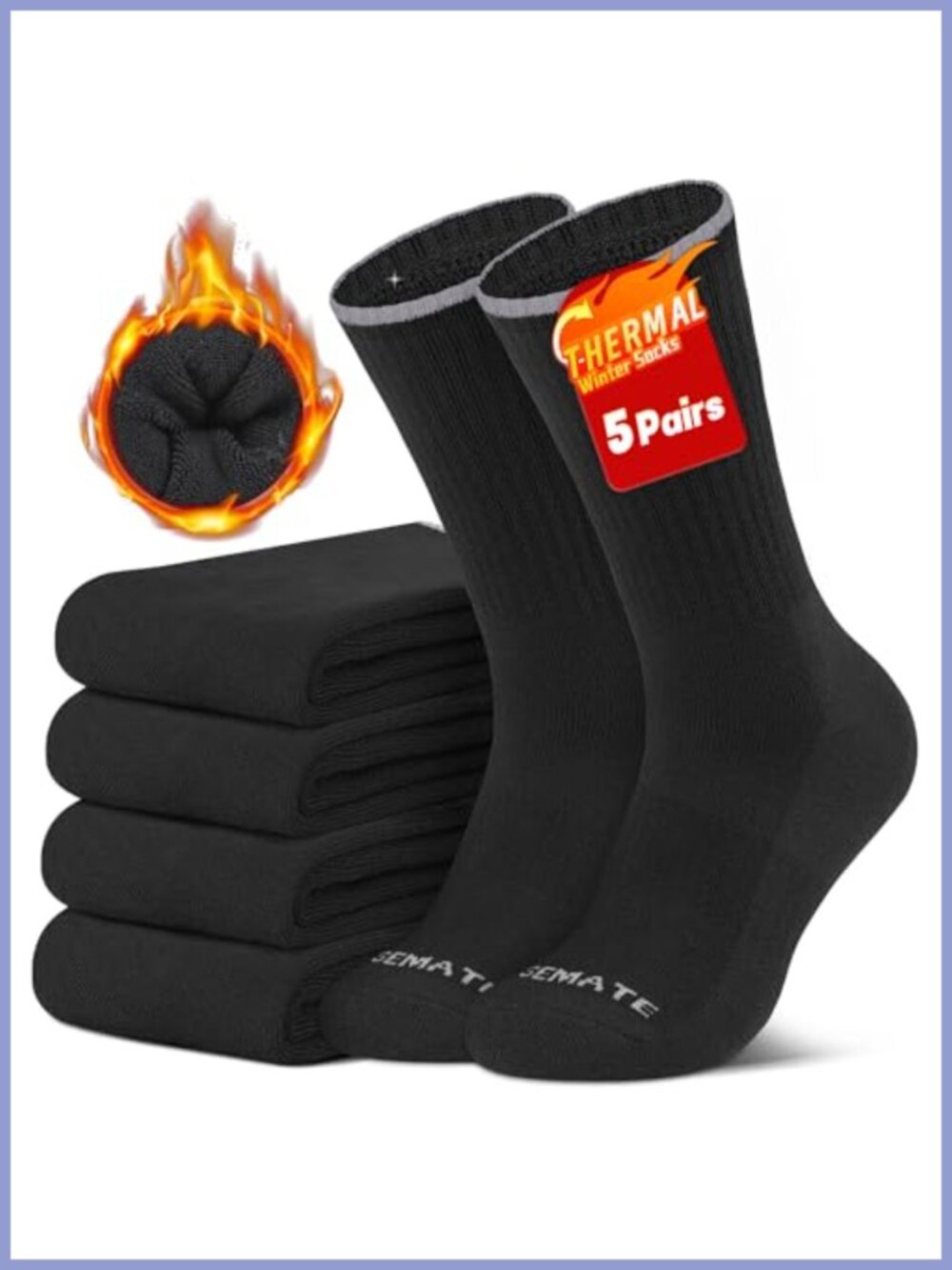 Mens Thermal Crew Boot Socks Thick Warm Cushioned Acrylic Cotton Winter